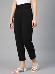 Kotty Women Relaxed Straight Fit High-Rise Easy Wash Pleated Trousers