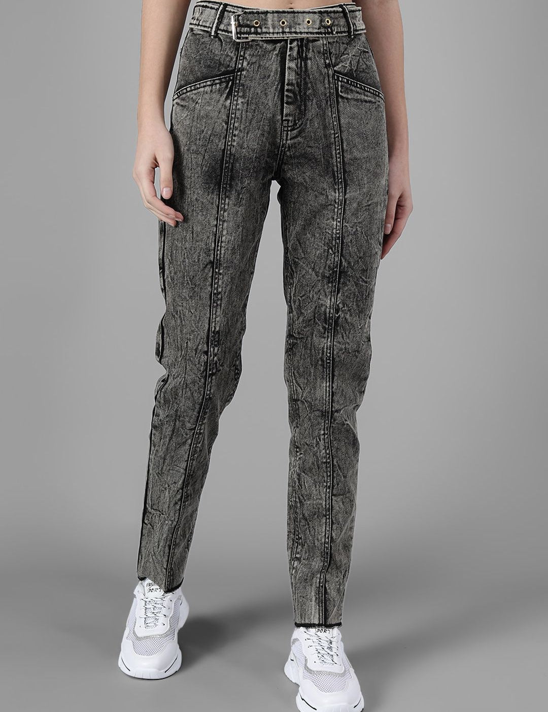 Kotty Women Charcoal Grey Slim Fit High-Rise Clean Look Jeans