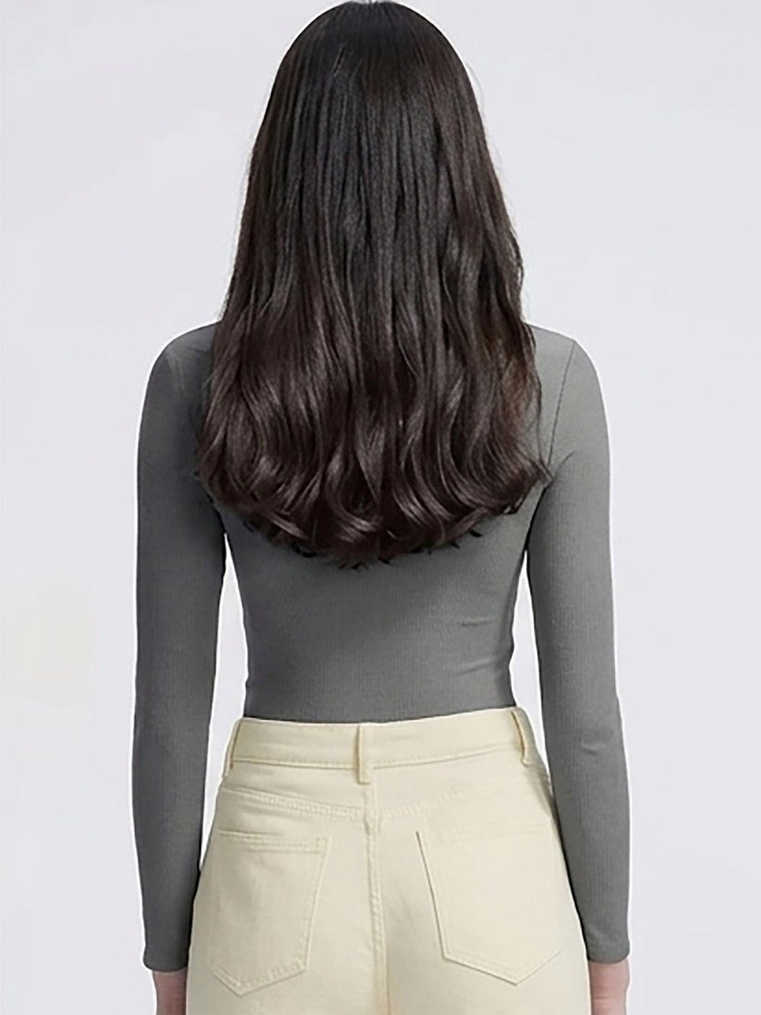 Kotty Top Grey Women's Scoop Ribbed Regular-Sleeve Fashion