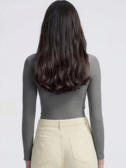 Kotty Top Grey Women's Scoop Ribbed Regular-Sleeve Fashion