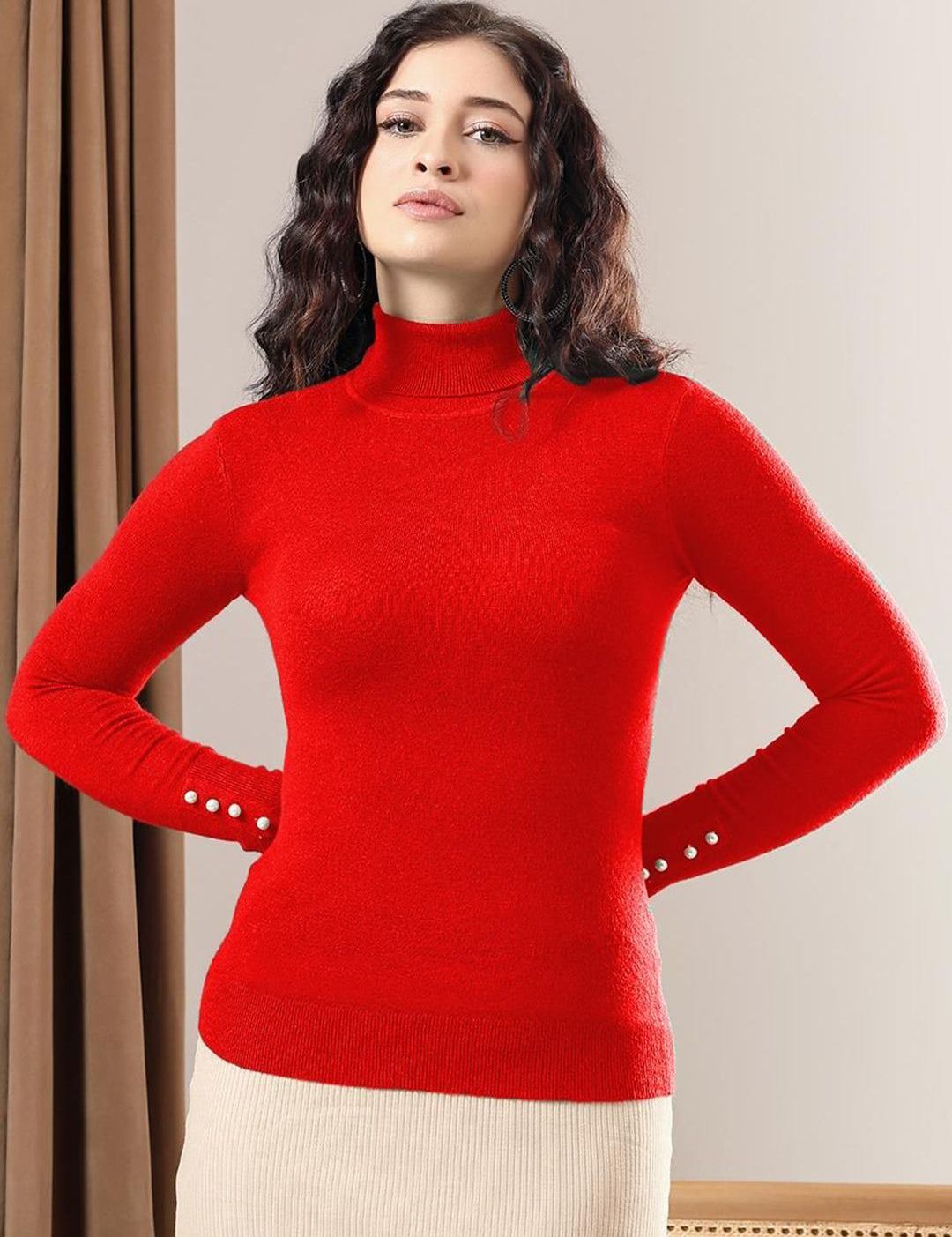 Kotty Women High Neck Long Sleeves Pullover
