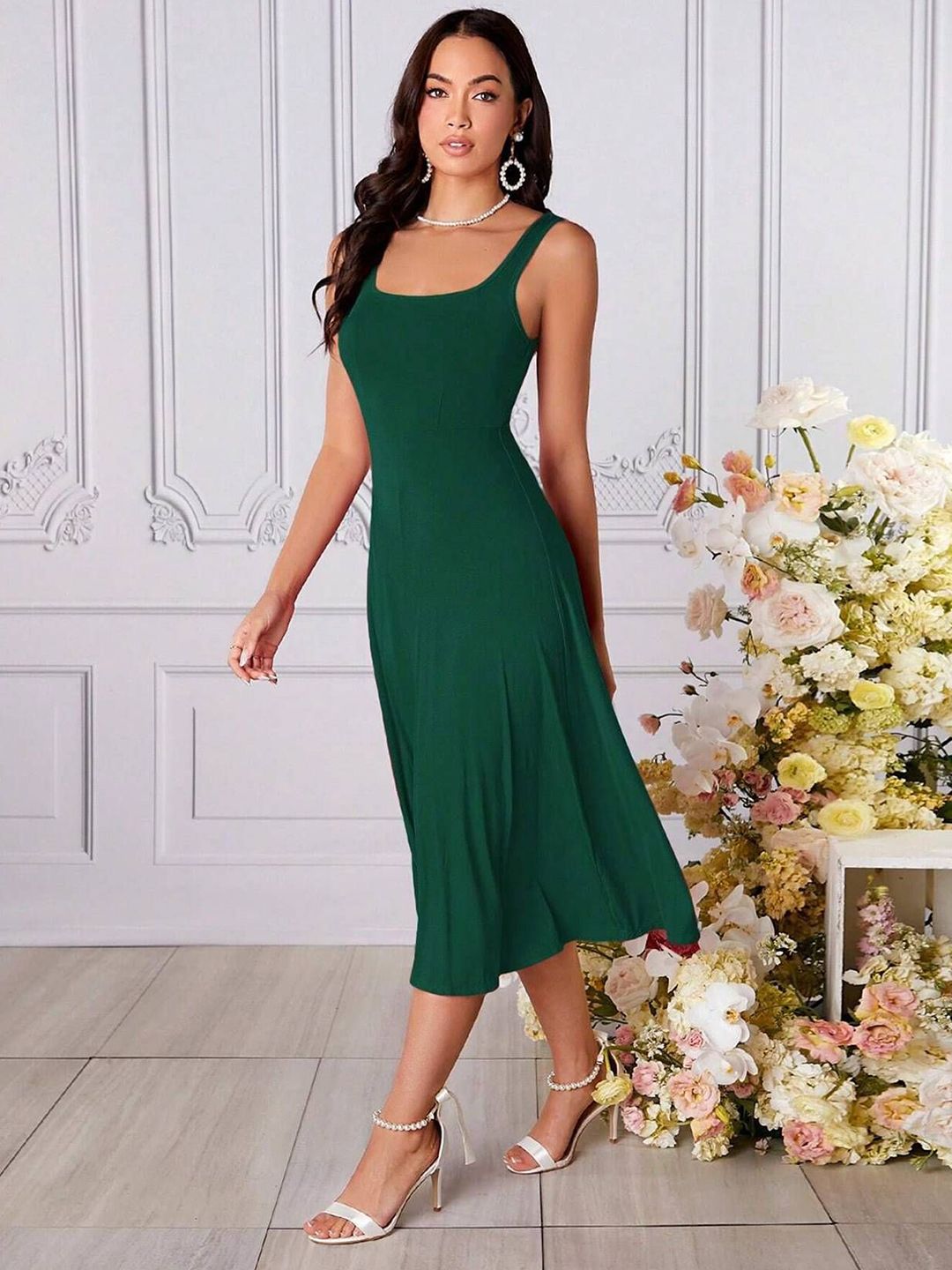 Kotty Women Sleeveless Fit & Flare Midi Dress