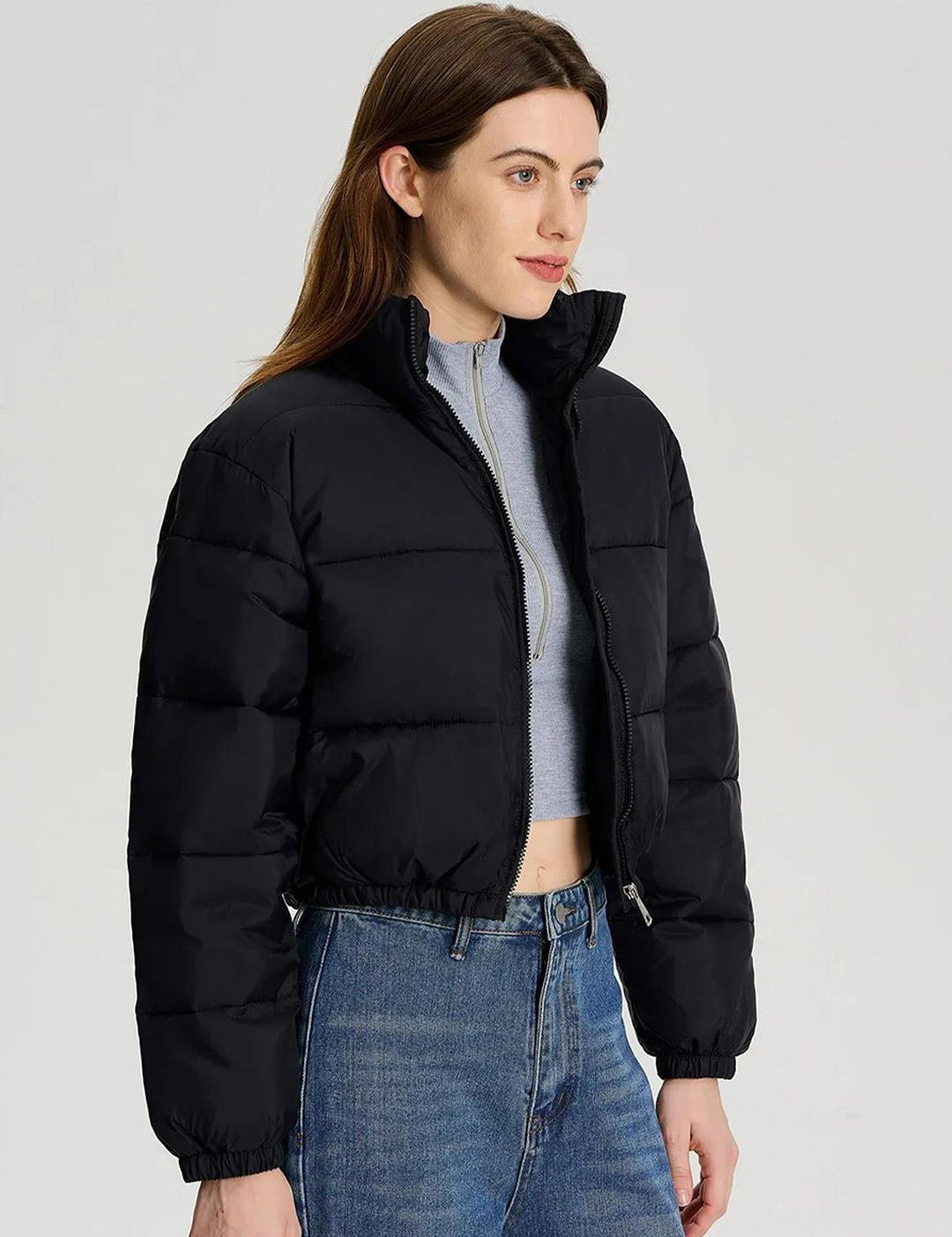 Kotty Women Striped Crop Puffer Jacket