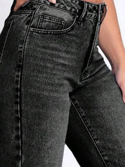 Kotty Women Wide Leg High-Rise Light Fade Stretchable Jeans with Slit