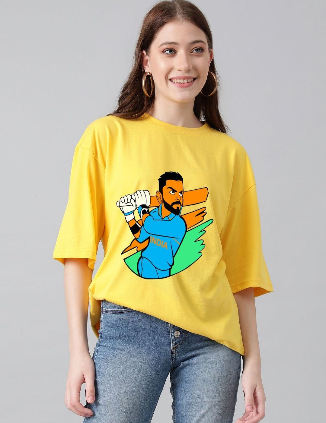 Kotty Women Graphic Printed Round Neck Cotton Oversized T-shirt