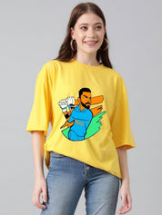 Kotty Women Graphic Printed Round Neck Cotton Oversized T-shirt