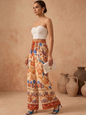 Multicoloured Wide Leg High-Rise Trousers for Women | Kotty
