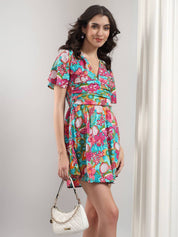 Kotty Women Floral Printed Fit & Flare Mini Dress