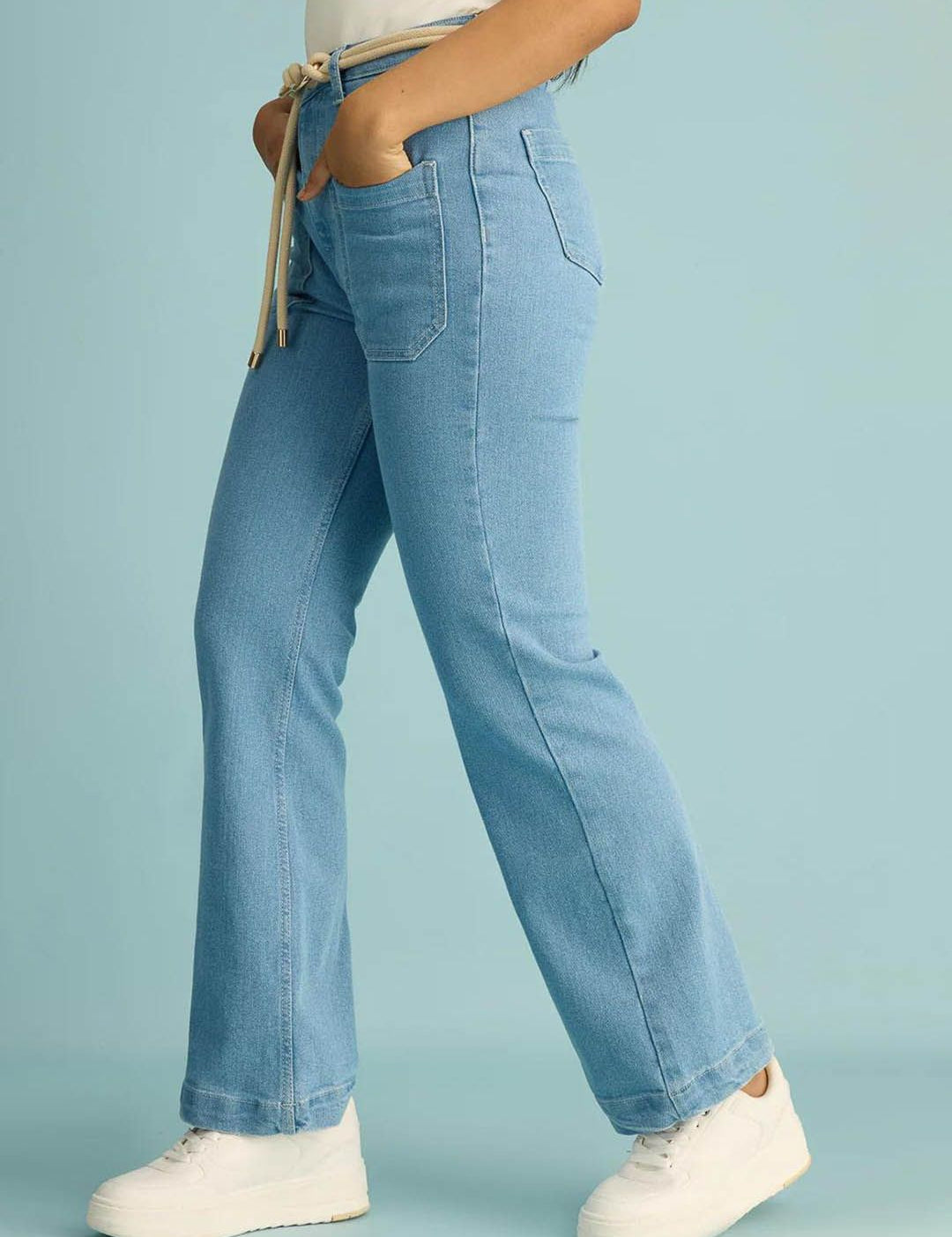 Kotty Women Flared High-Rise Clean Look Stretchable Cotton Jeans