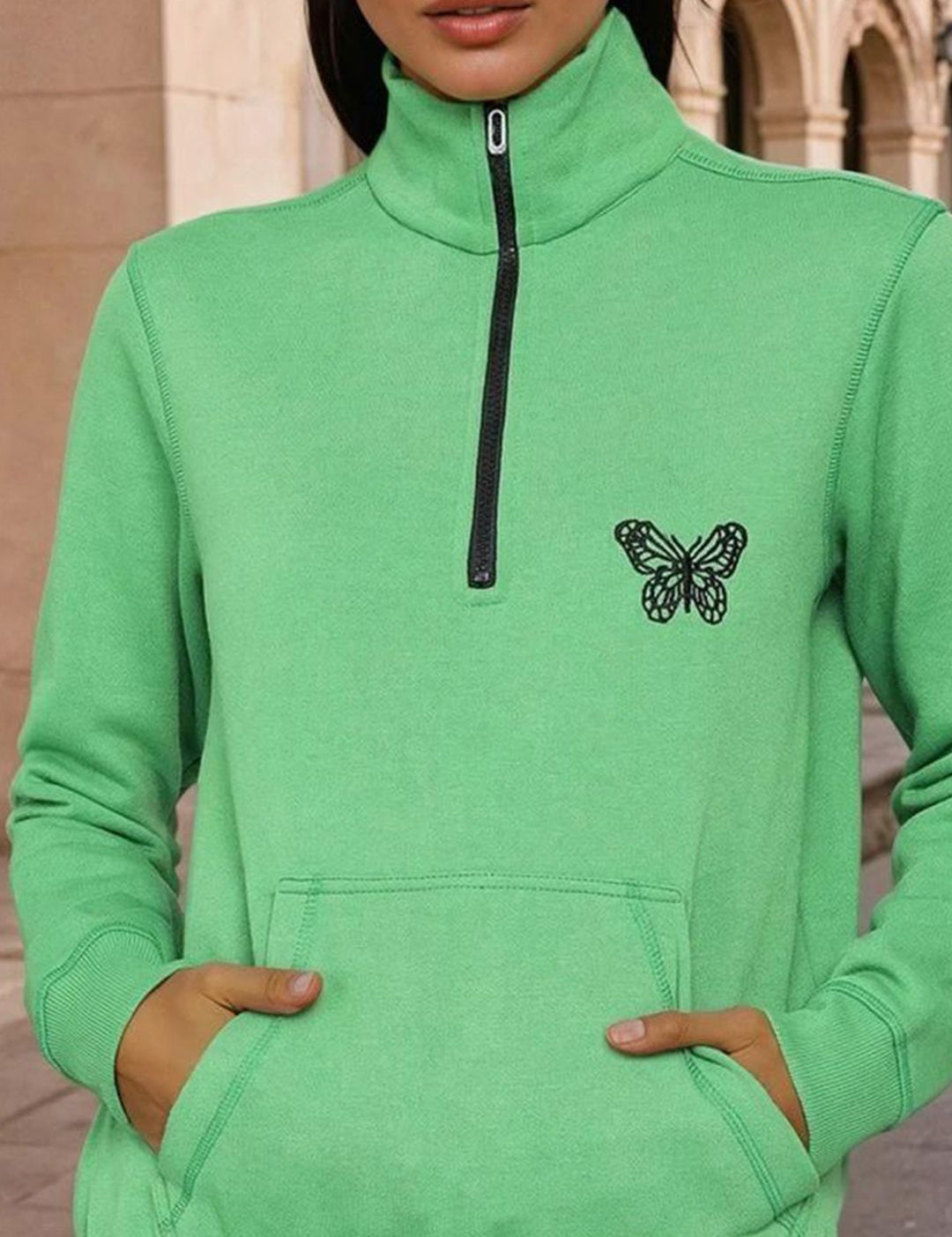 Kotty Women Mock Collar Printed Sweatshirt