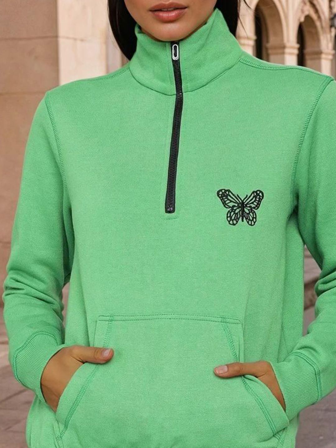 Kotty Women Mock Collar Printed Sweatshirt