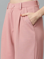 Kotty Women Colourblocked High-Rise Easy Wash Trousers