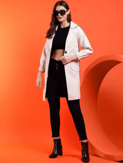 Kotty Notched Lapel Collar Long Sleeves Longline Overcoat