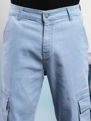 Kotty Men Low-Rise Wrinkle Free Pleated Cargos Trousers