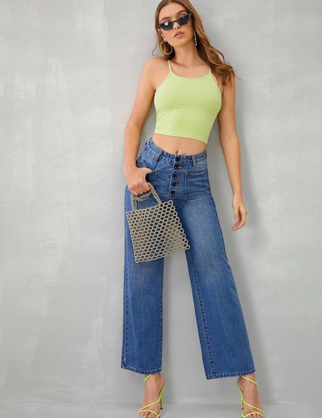 Kotty Girls Wide Leg High-Rise Stretchable Jeans