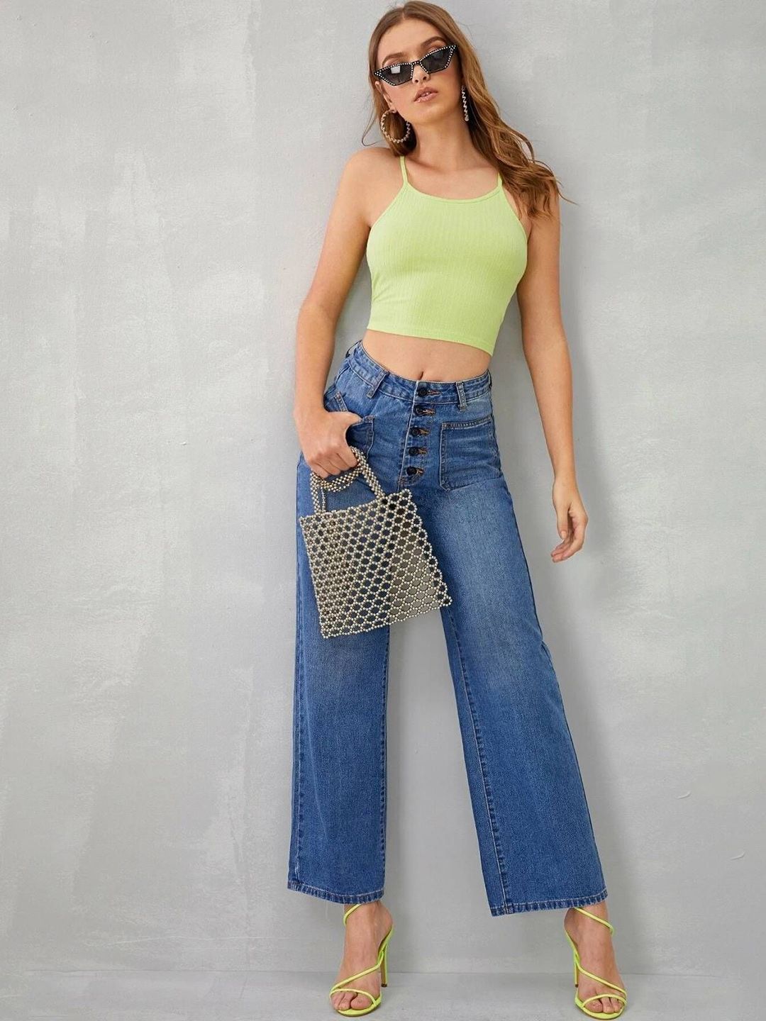 Kotty Girls Wide Leg High-Rise Stretchable Jeans