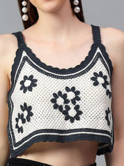 Kotty Women Self Design Scoop Neck Cotton Top