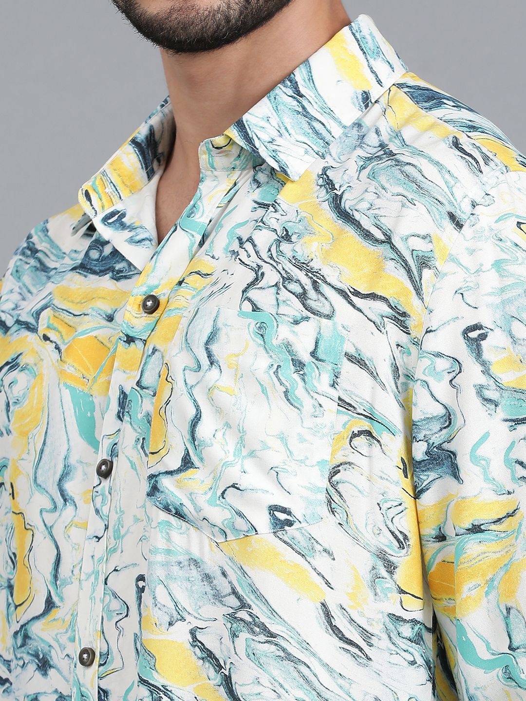 Kotty White Abstract Printed Casual Shirt