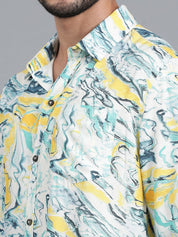 Kotty White Abstract Printed Casual Shirt