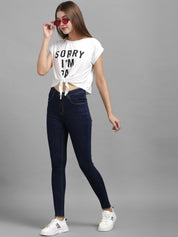 Kotty Women Navy Blue Skinny Fit High-Rise Clean Look Jeans