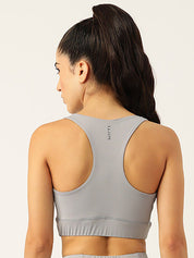 Kotty Women Grey Melange Removable Padded Underwired Dry Fit All Day Comfort Sports Bra