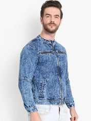 Kotty Men Blue Solid Denim Jacket