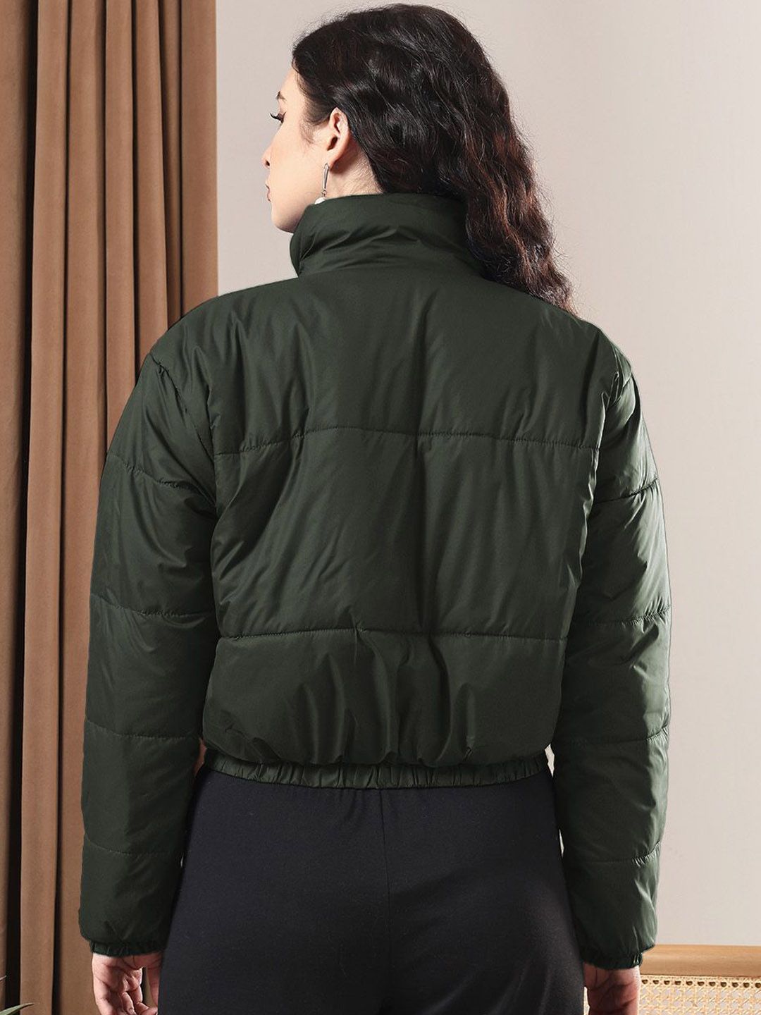 Kotty Women Mock Collar Solid Casual Insulator Puffer Jacket