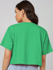 KOTTY Basics Women Solid Round Neck  Oversized T-shirt