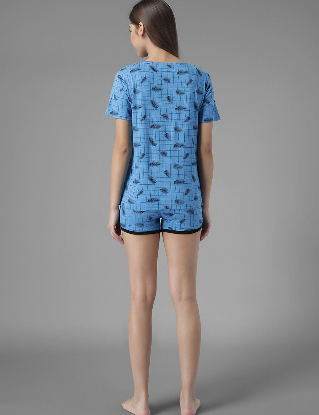 Kotty Women Blue & Black Printed Night suit