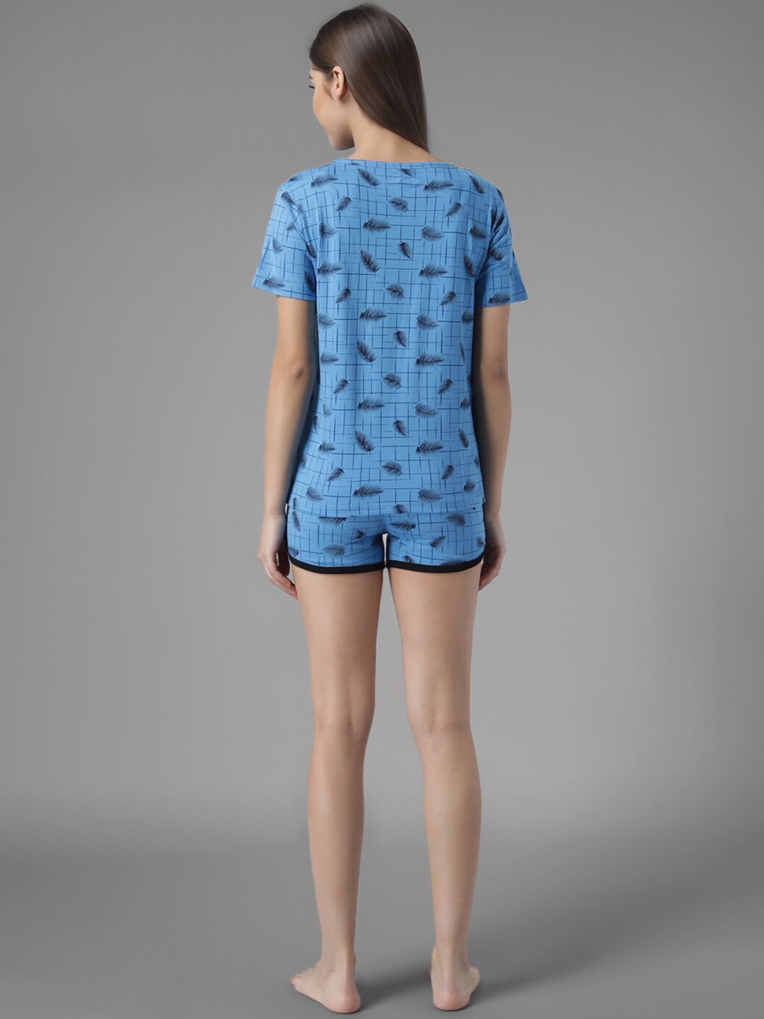 Kotty Women Blue & Black Printed Night suit