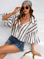 Kotty Women Opaque Striped Casual Oversized Shirt
