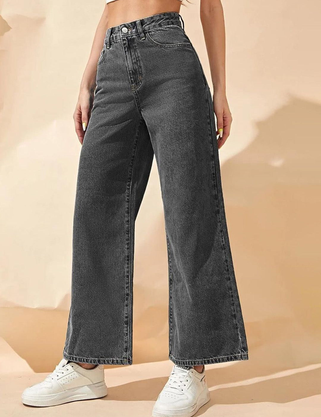 Kotty Women Wide Leg High-Rise Clean Look Stretchable Jeans