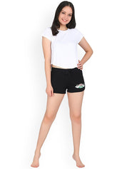 Kotty Women Black Solid Lounge Shorts KTTSLEEPSHORTS242
