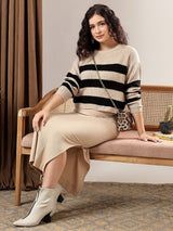 Kotty Women Cotton Striped Crop Pullover