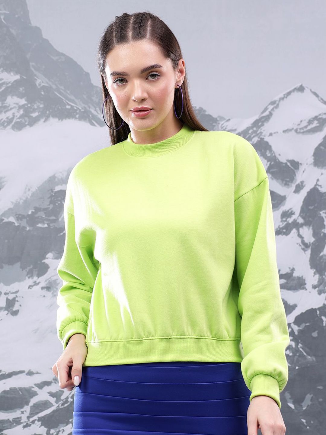 Kotty Women Solid Oversized Pullover Sweatshirt