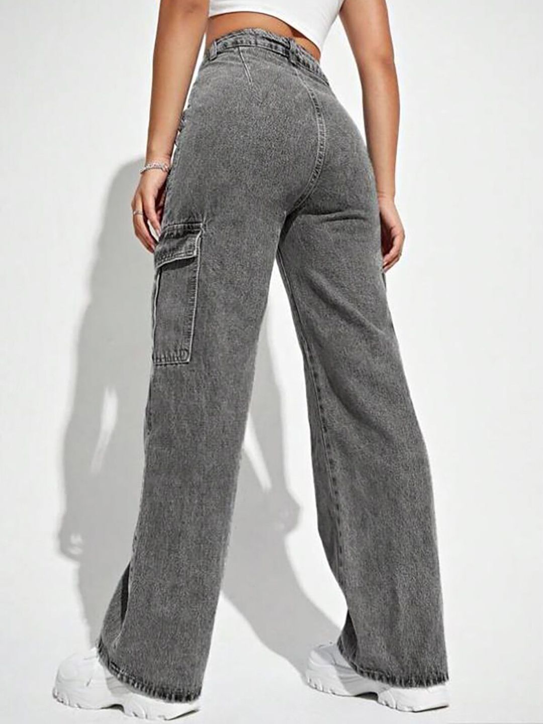 Kotty Women Grey Jean Straight Fit High-Rise Stretchable Jeans