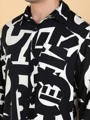 Kotty Men Relaxed Spread Collar Graphic Printed Cotton Casual Shirt