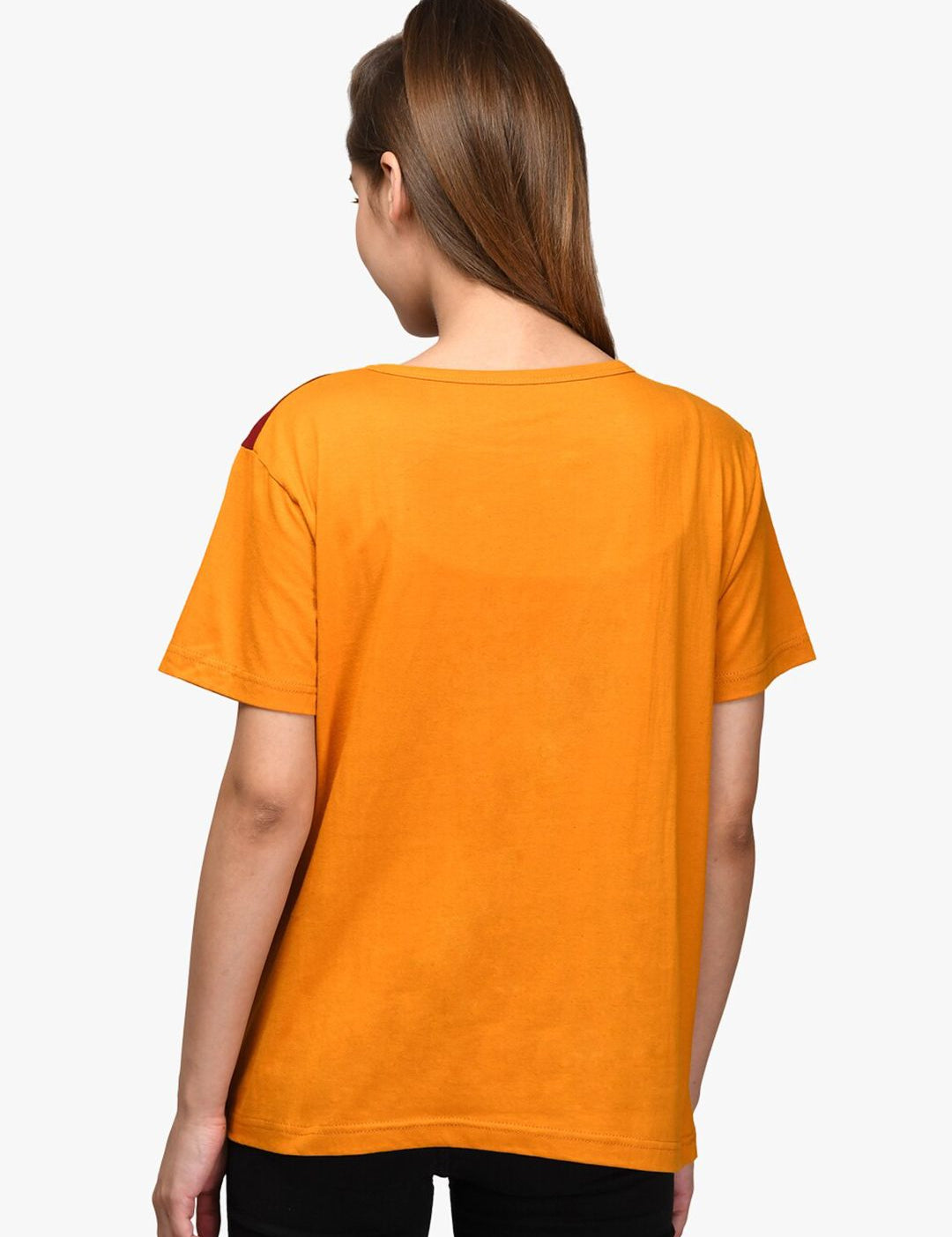 Kotty Women Pack Of 2 Orange & Grey Colourblocked Round Neck T-shirt