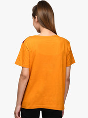 Kotty Women Pack Of 2 Orange & Grey Colourblocked Round Neck T-shirt