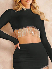 Kotty Black Round Neck Top With Skirt 