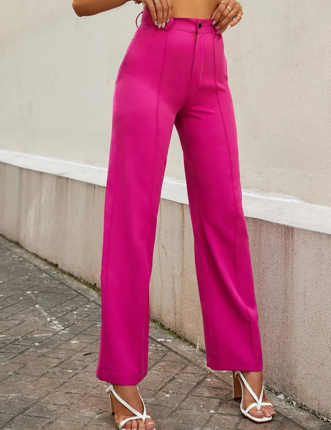 Kotty Women Relaxed Straight Fit High-Rise Easy Wash Parallel Trousers