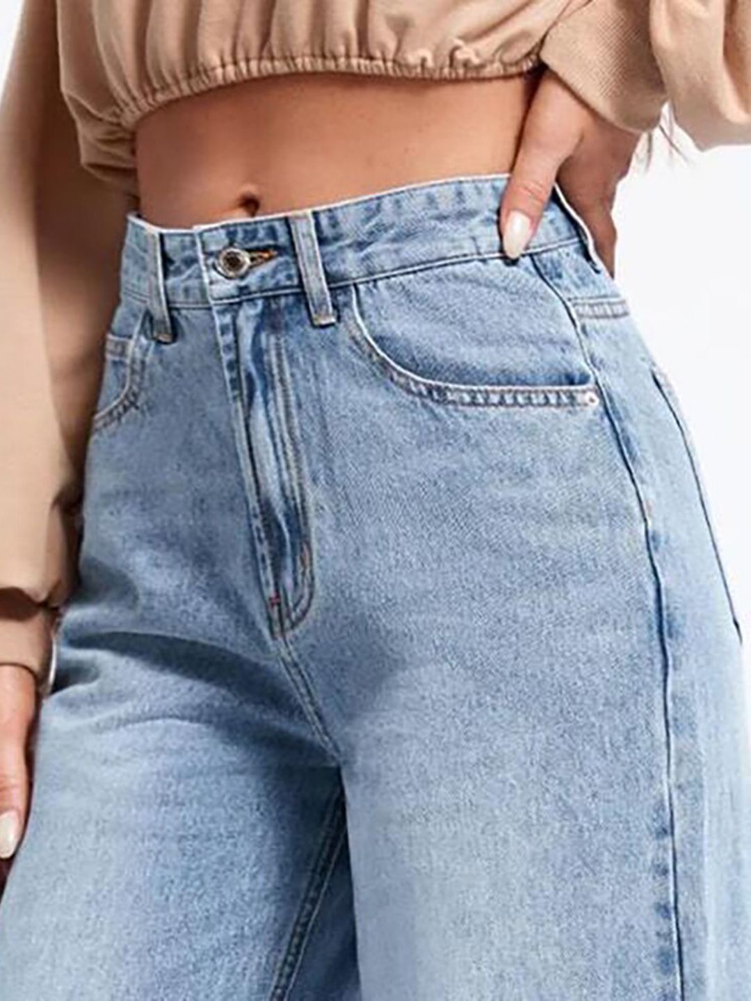 Kotty Blue Women Jean Straight Fit High-Rise Heavy Fade Clean Look Stretchable Jeans