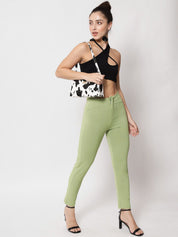 Kotty Women Relaxed Skinny Fit High-Rise Easy Wash Trousers