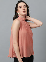 Kotty Pink High Neck Crepe Top
