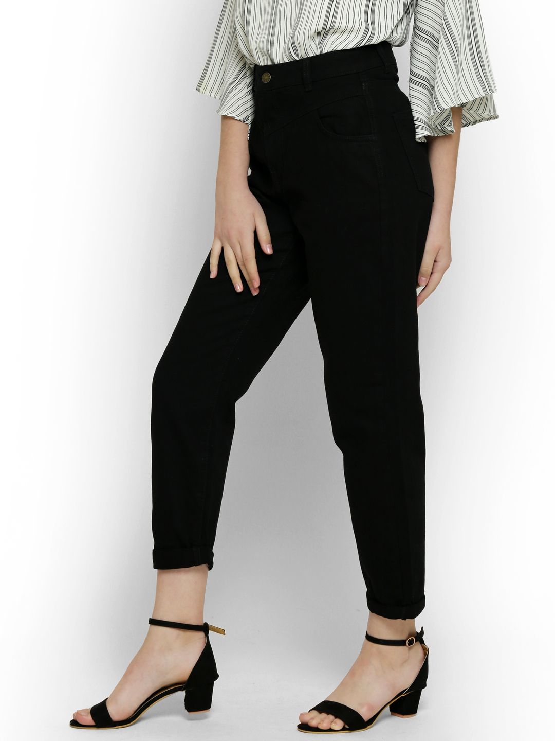 Kotty Women Black Relaxed Fit High-Rise Clean Look Stretchable Jeans