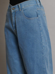 Kotty Women Jean Wide Leg High-Rise Light Fade Stretchable Jeans