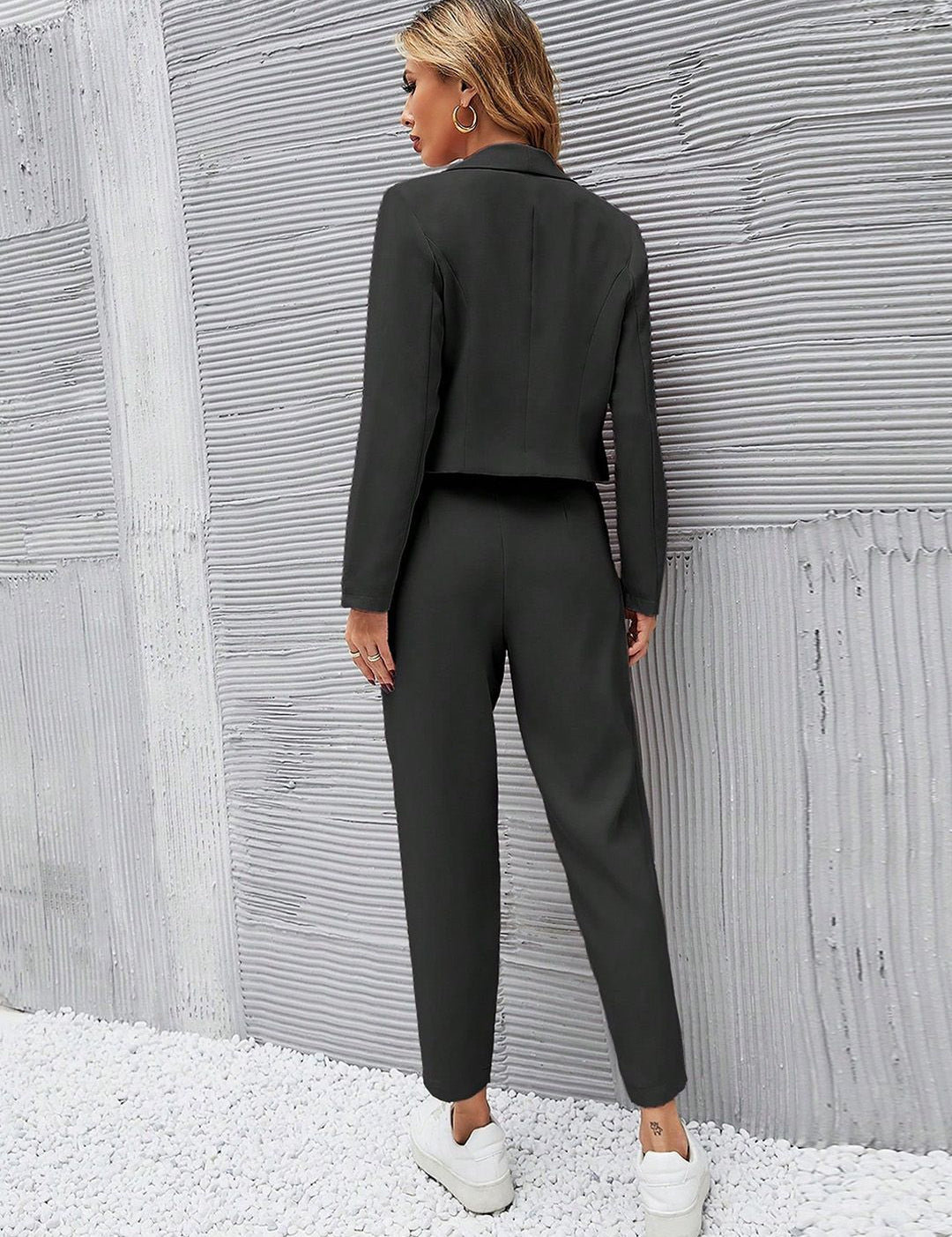 KOTTY BIZwear Black Notched Lapel Collar Long Sleeves Blazer With Trouser