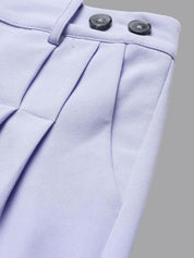 Kotty Women Purple Relaxed Straight Leg Straight Fit Easy Wash Pleated Trousers