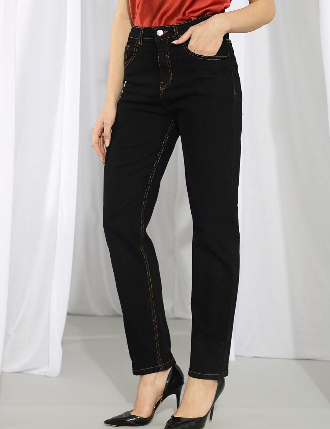 Kotty Women Black Slim Fit High-Rise Stretchable Jeans