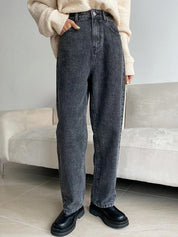 Kotty Women Black Jean Straight Fit High-Rise Light Fade Stretchable Jeans